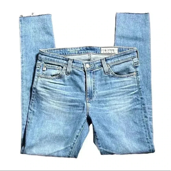 AG Adriano Goldschmied Jeans 27 Blue Denim Raw Hem Skinny Legs - Picture 2 of 7